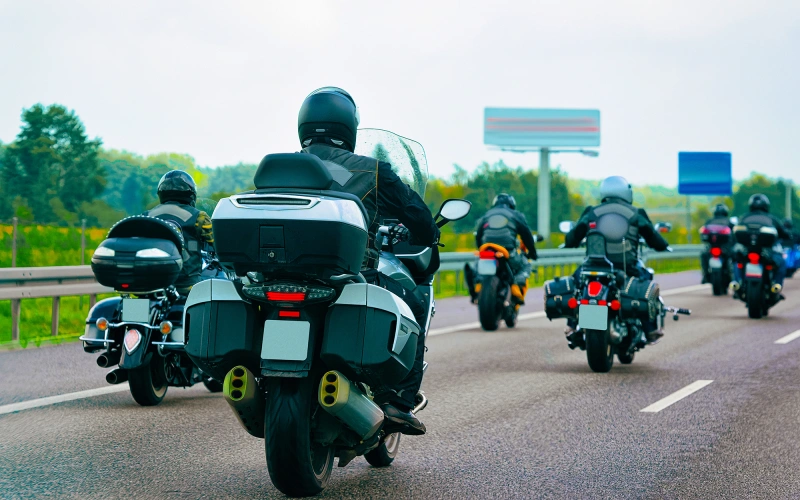 Motorcycles on highway road in Poland